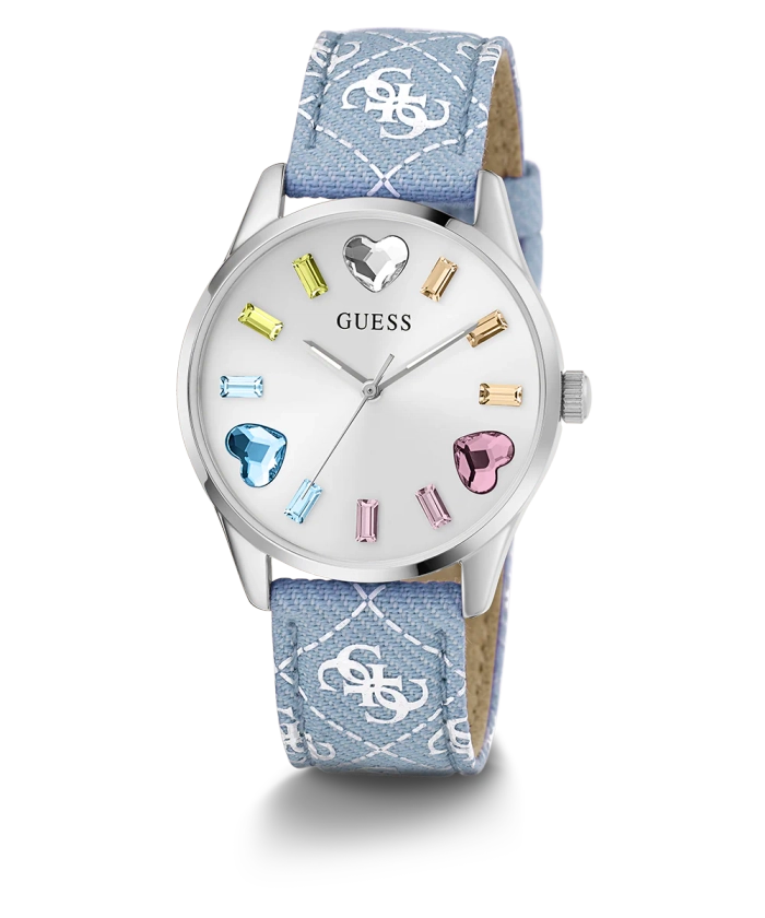 GUESS Ladies Blue Silver Tone Analog Watch