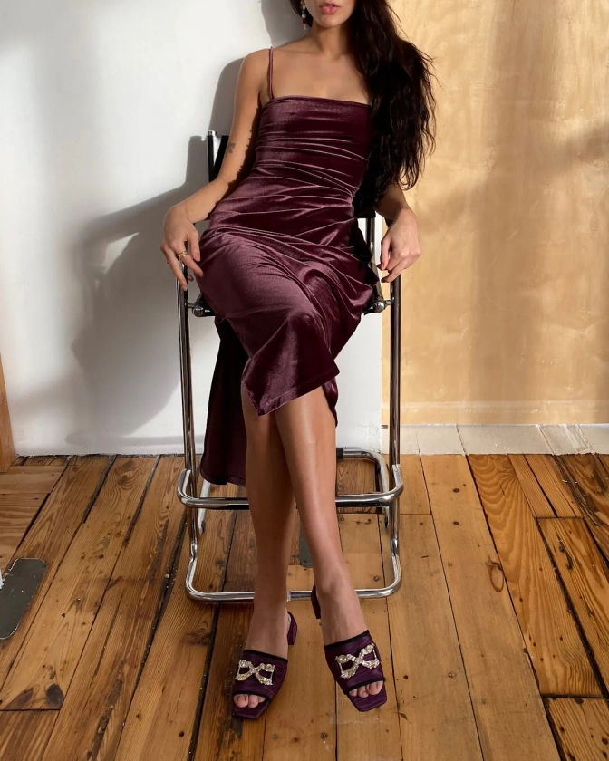 Selma Velvet Skirt in Aubergine