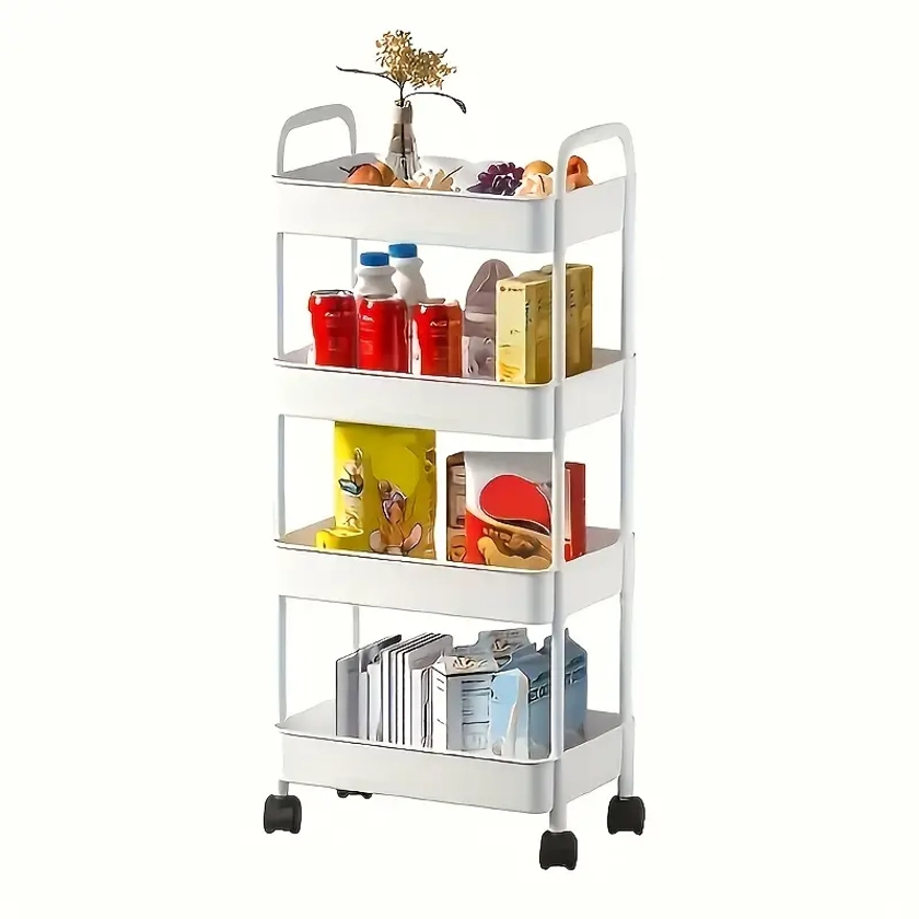Versatile Rolling Storage Cart - Multi-Tier Organizer For Kitchen, Bedroom, Bathroom & Office - Durable Plastic, Easy Assembly