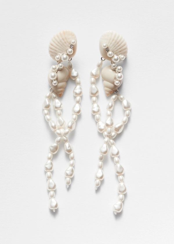 Pearl-Tipped Seashell Earrings