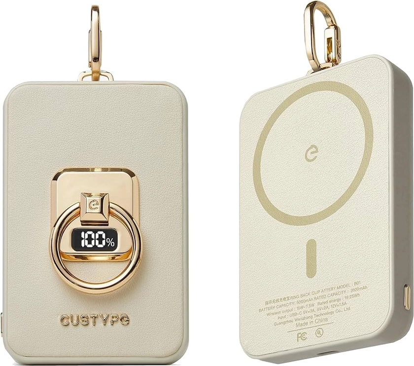 Amazon.com: Custype Magnetic Wireless Portable Charger with Stand 5000mAh Power Bank LED Display USB-C Battery Pack Compatible iPhone 14/13/12/11/XS Max/XR/X/8 Plus,Samsung Galaxy S23/S22/S21/S20/S10 Phone- Beige : Cell Phones & Accessories