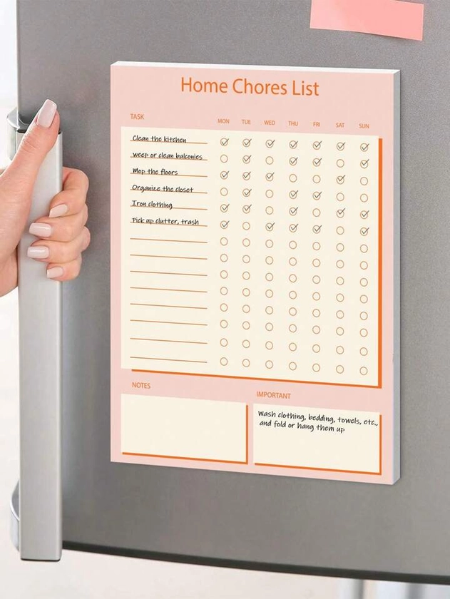 1pc Home Chores List-Daily And Weekly Cleaning Schedule Checklist Planner And Organizer,To Keep Track Of The Cleanliness Of Your Home