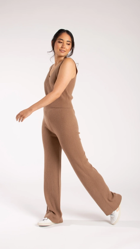 Ribbed Cashmere Flare Pants