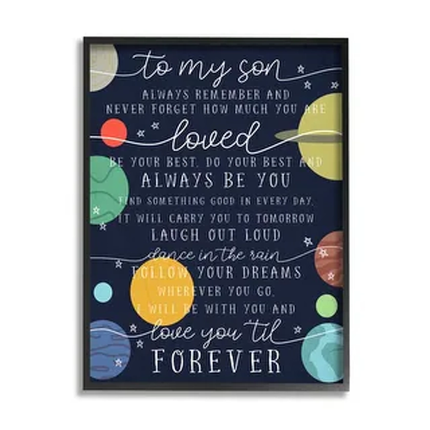 Stupell My Son Love You Forever Phrase Outer Space Framed Wall Art - Multi-Color | Overstock.com Shopping - The Best Deals on Framed Canvas | 38516319