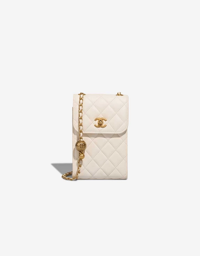 Chanel Phone Holder Lamb White | SACLÀB