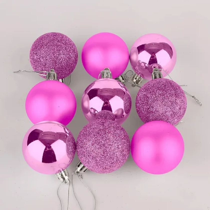 Christmas Decorations | 50mm/18Pcs Christmas Baubles Shatterproof Pink,Tree Decorations | Shatchi