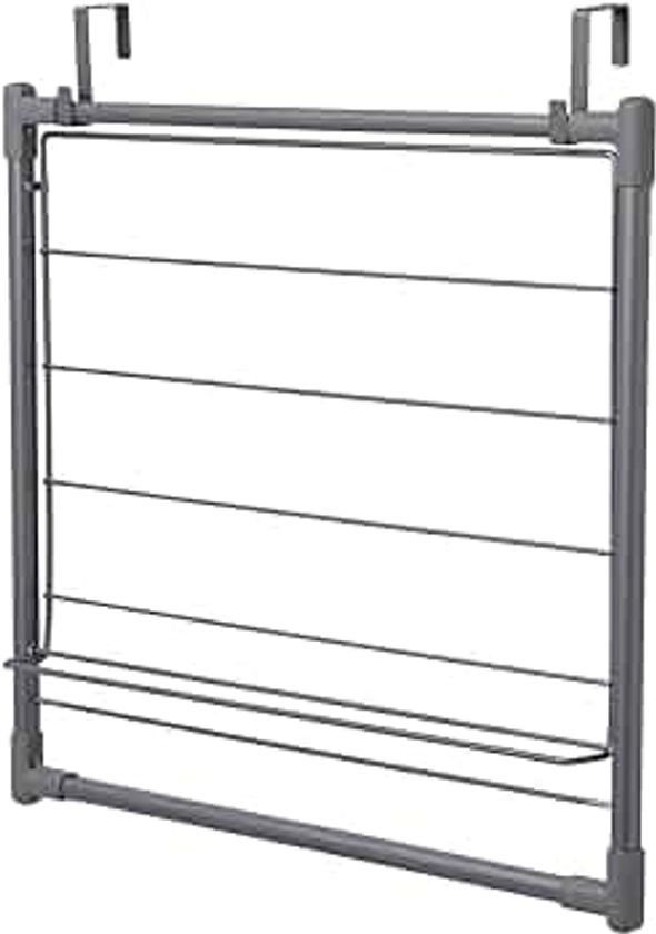 Household Essentials Metal Expandable Over the Door Drying Rack, Gray