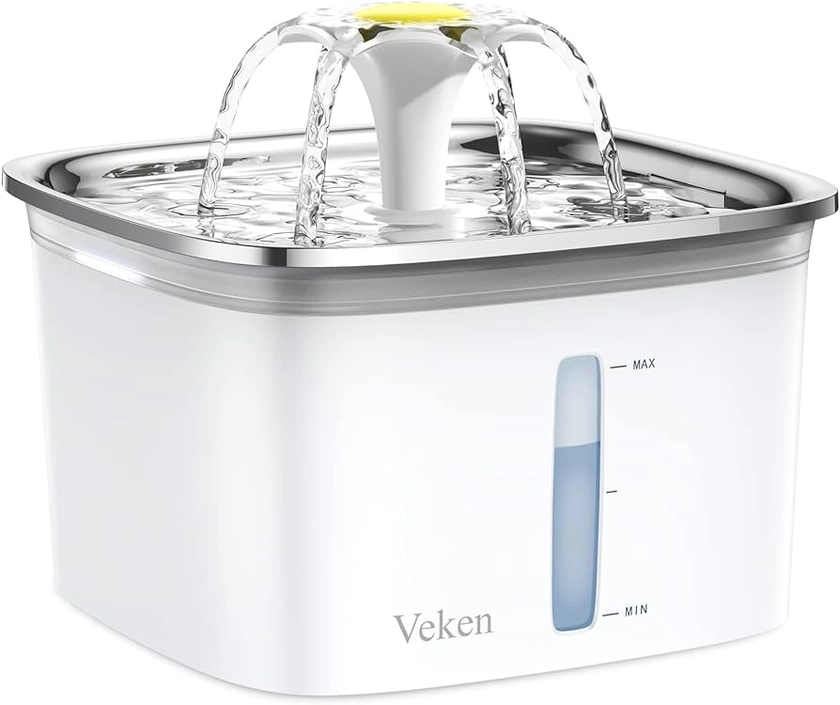 Pet Supplies : Veken 95oz/2.8L Stainless Steel Pet Fountain, Automatic Cat Water Fountain Dog Water Dispenser with Smart Pump for Cats, Dogs, Multiple Pets (Silver, Stainless Steel) : Amazon.com