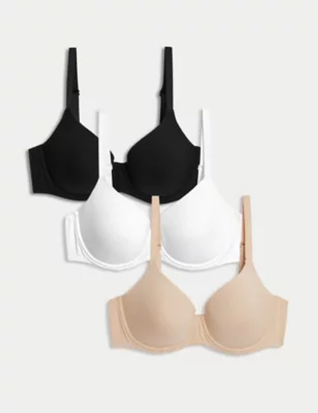 3pk Wired Full Cup T-Shirt Bras A-E | M&S Collection | M&S