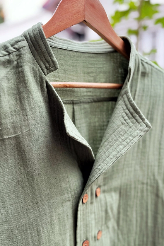 Men's Textured Shirt - Double Button Front