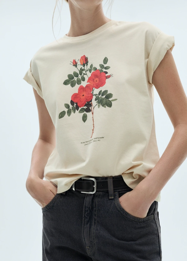 T-shirt 100 % coton imprimé - Femme | MANGO France métropolitaine