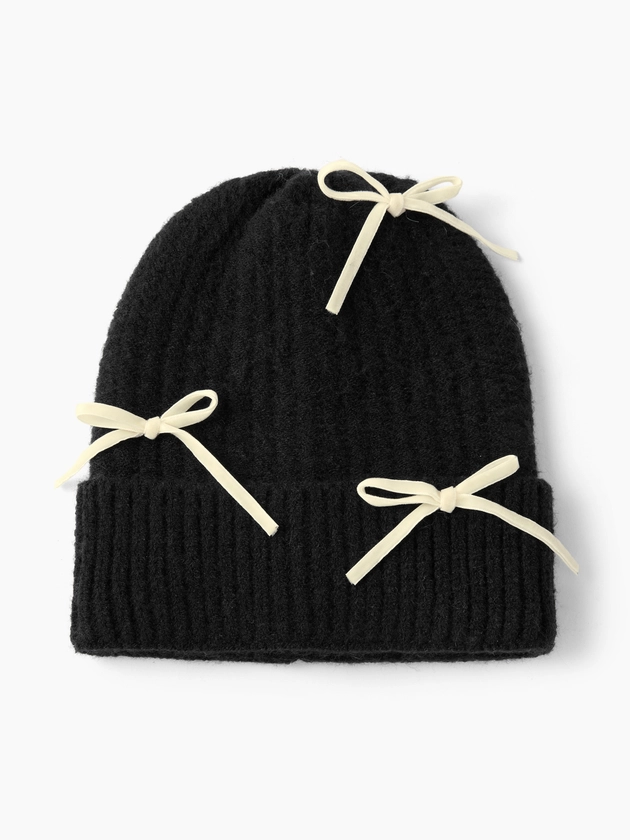 Acrylic Fiber BOWKNOT KNITTED BEANIE HAT For Daily Casual Date