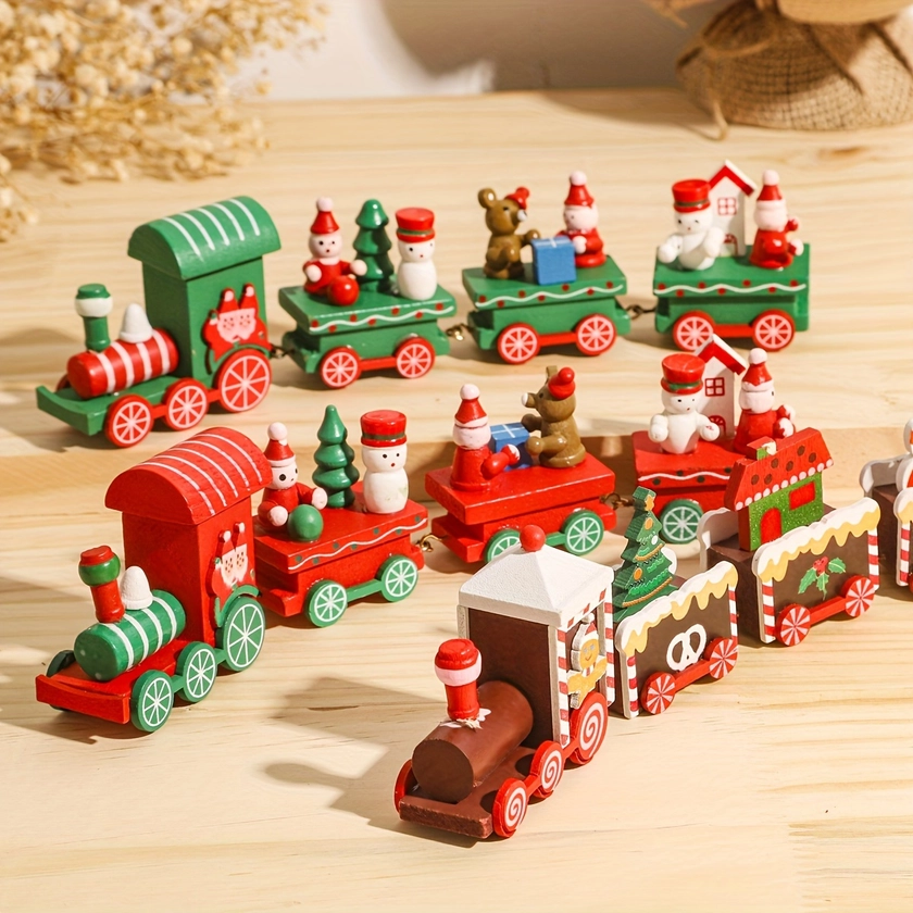 Ornement de Train en Bois * - Décoration Festive pour Arbre de Noël, Cadeau Idéal pour les Fêtes & Accent *, Décoration de Noël