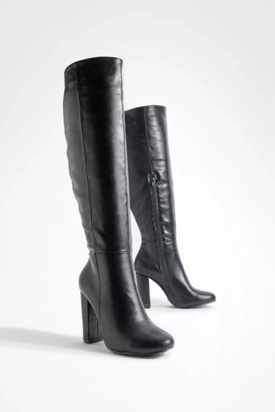 Block Heel Knee High Boots