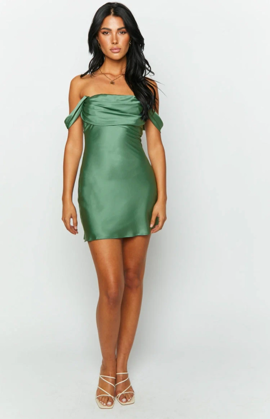 Zoella Green Off The Shoulder Mini Dress
