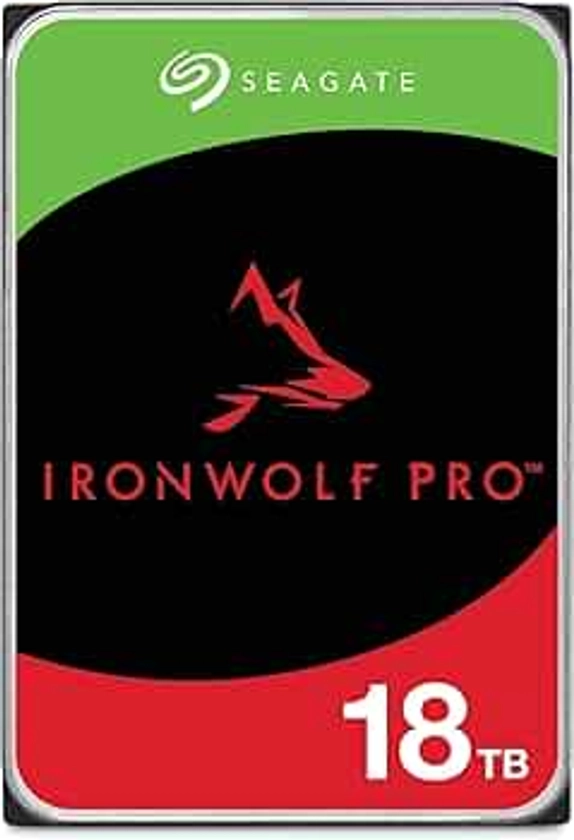 Seagate IronWolf Pro, 18TB, NAS, disco rígido interno, HDD, CMR 3,5' SATA 6 GB/s, cache de 256 MB, armazenamento RAID, 3 anos de Rescue Services (ST18000NT001) (recondicionado)