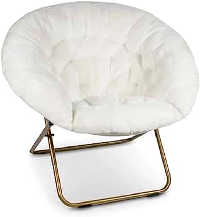 Milliard Cozy Chair/Faux Fur Saucer Chair for Bedroom/X-Large (White)