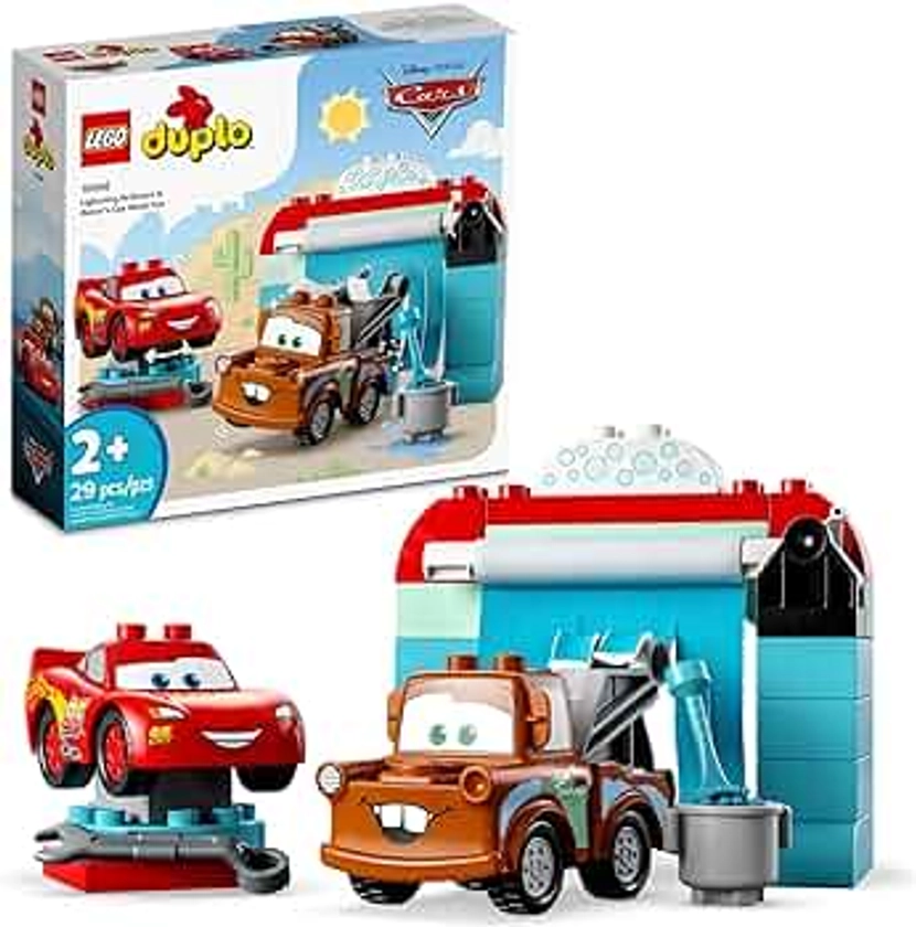 LEGO DUPLO Disney and Pixar's Cars Lightning McQueen & Mater's Car Wash Fun 10996, Buildable Toy for 2 Year Old Toddlers, Boys & Girls, Birthday Gift Idea