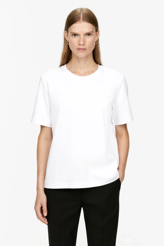 Zware kwaliteit T-shirt - Ronde hals - Korte mouwen - Bordeauxrood - DAMES | H&M NL