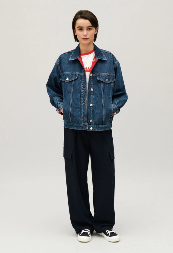 Reversible oversized denim jacket