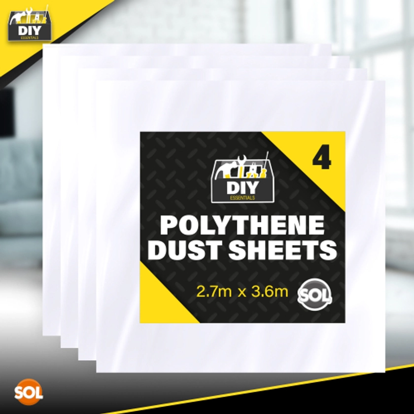 4 Large Dust Sheets 3.6x2.7m Decorating Painters Plastic Covers on OnBuy