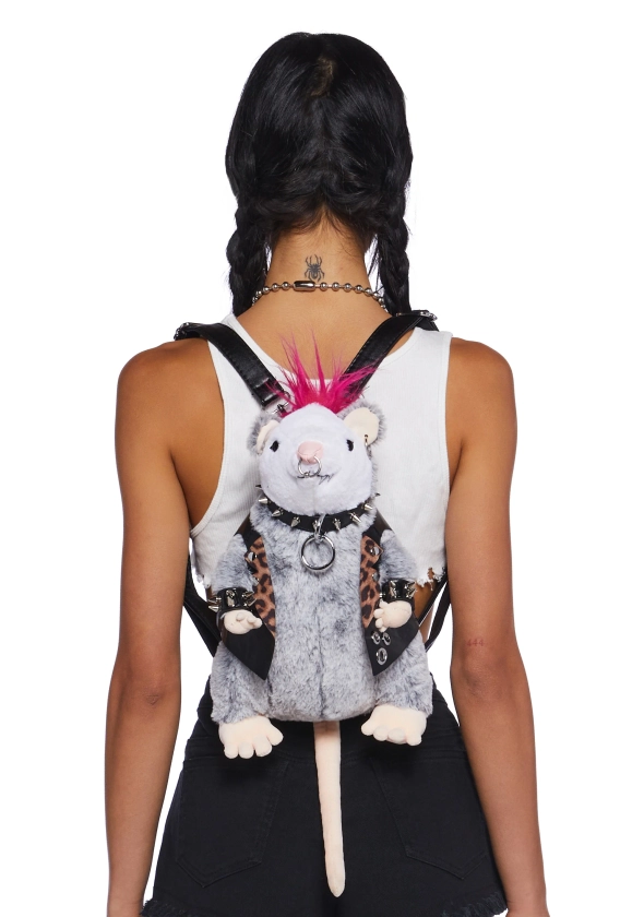 Current Mood Plush Punk Rock Possum Backpack - Multi