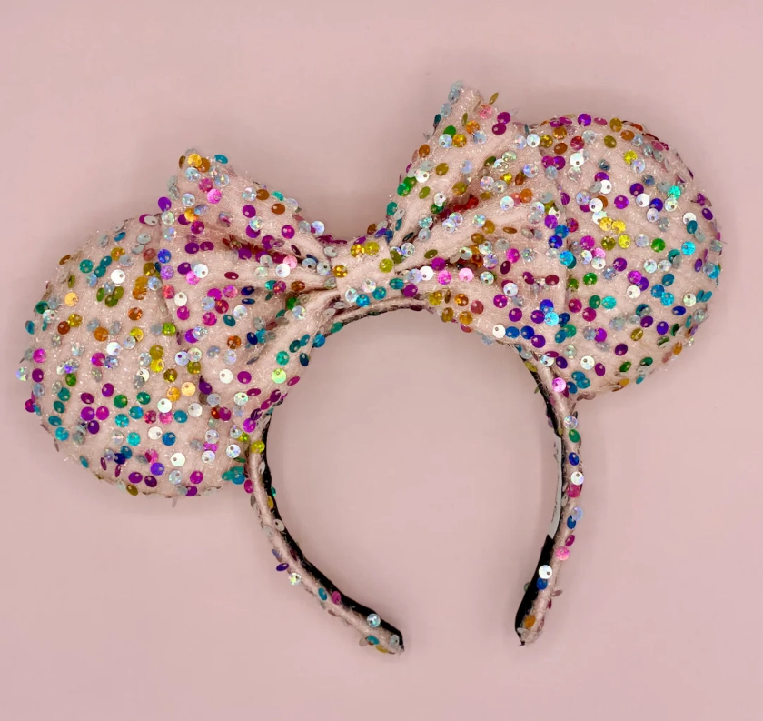MADE TO ORDER Light Pink Multicolored Confetti Sequin Mouse Ears Headband Mouse Ears Birthday Ears Celebration Ears - Etsy