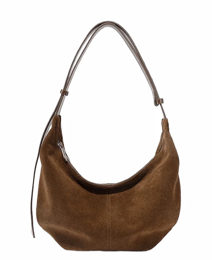 Premium leather crescent crossbody bag for women