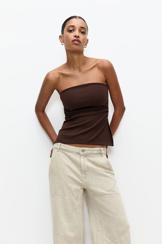 Bandeau top with gathered detail