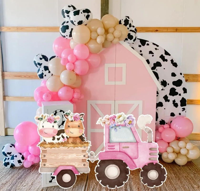 BIG DECOR FARM décoration de découpe de fille de tracteur Barnyard Ranch animaux Décorations de fête, Shower de bébé, fête d'anniversaire, téléchargement numérique FARM11