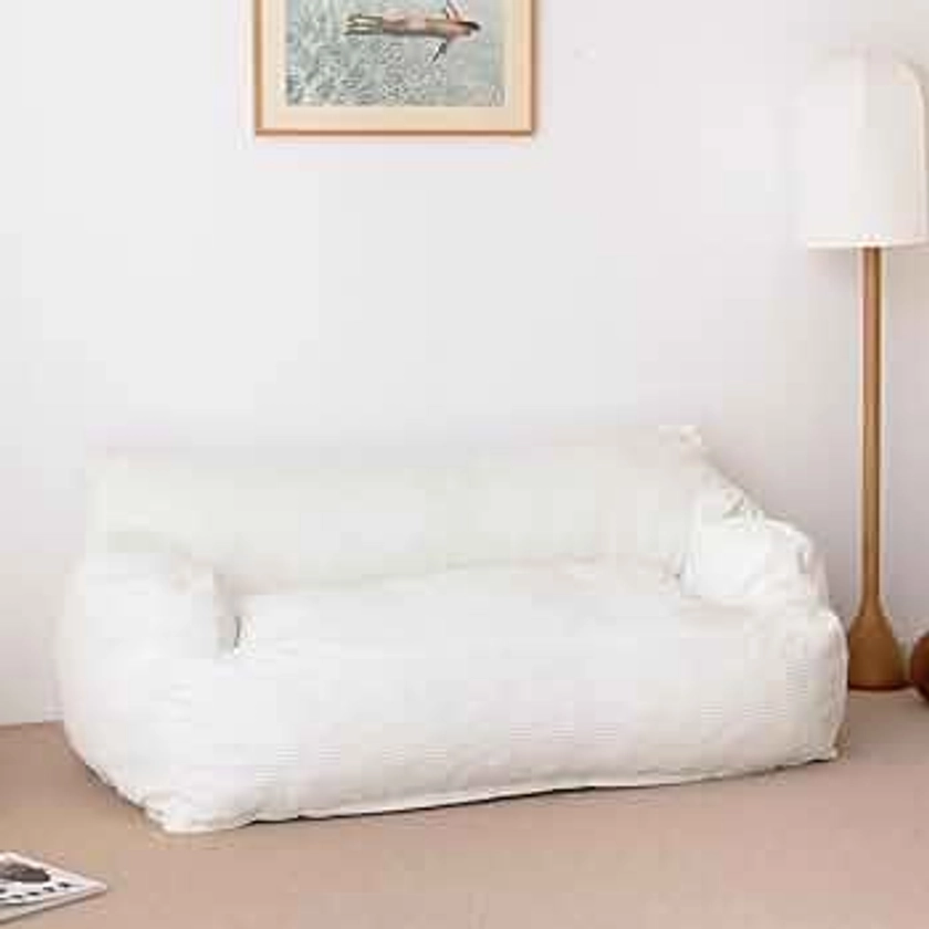 N&V Giant Twin Size Bean Bag, Foam Filling, Includes Removable and Machine Washable Cover, Ivory