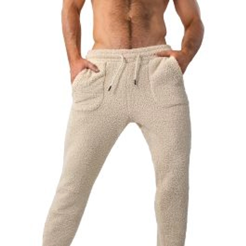 Fuzzy Sherpa Pants in Teddy Beige