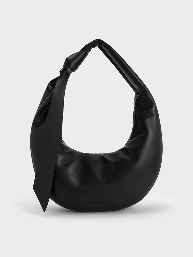Chalk Toni Knotted Curved Hobo Bag | CHARLES & KEITH