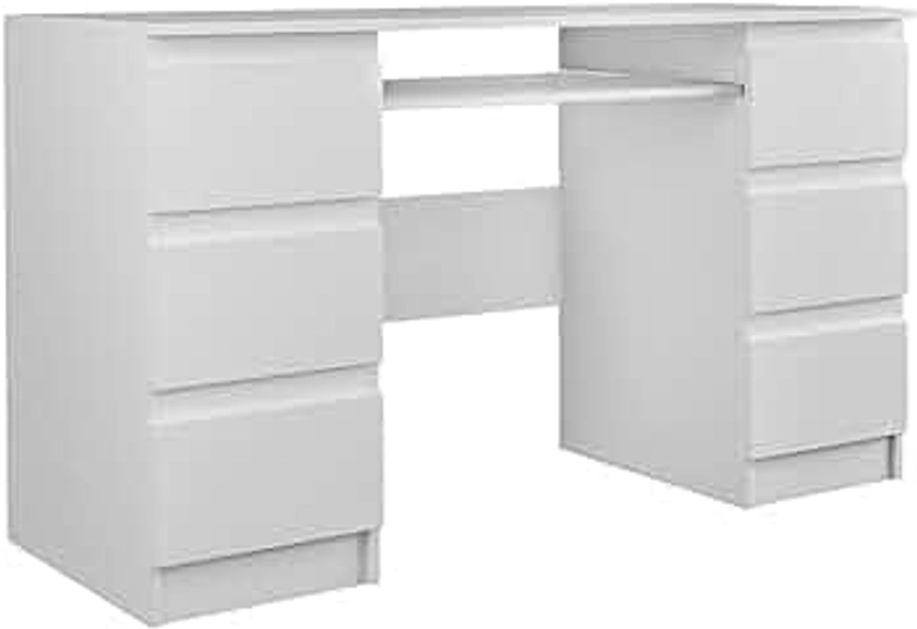 WhatSize Enterprise – Kuba – Large 6 Drawer Home Or Office Work Desk, Matt White