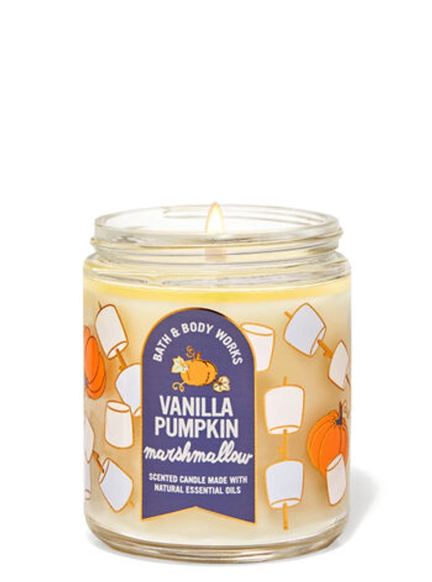 Vanilla Pumpkin Marshmallow Single Wick Candle | Bath & Body Works