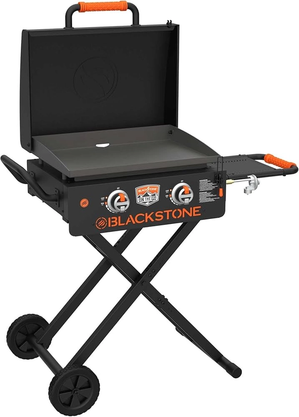 Amazon.com: Blackstone 22” On The Go Scissor-Leg Griddle with Two Burners -Stainless Steel Gas Griddle with Hood, Wheels, Side Shelf –Heavy Duty Outdoor Stainless Steel Griddle for Backyard, Patio Camping –1935 : Everything Else