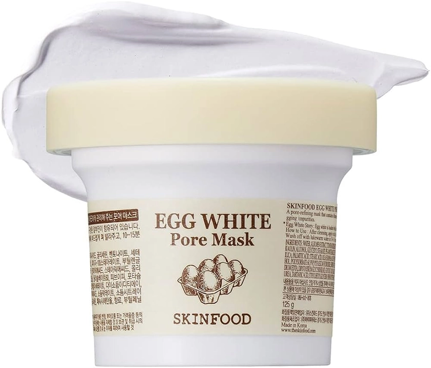 [SKINFOOD] Egg White Pore Mask 120g (4.23 Fl Oz), Clay Mask Pore Tightening Exfoliator, Sebum Absorption Hydra Exfoliant (4.23 oz)