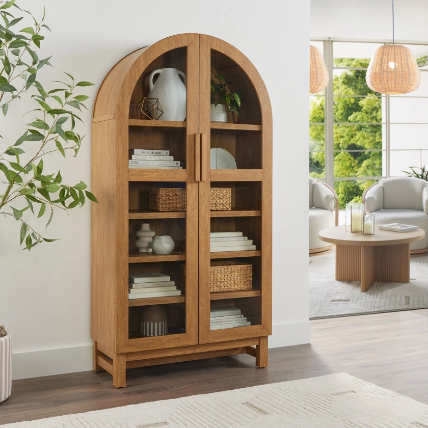 Better Homes & Gardens Juliet Arc Cabinet, Light Honey Finish - Walmart.com