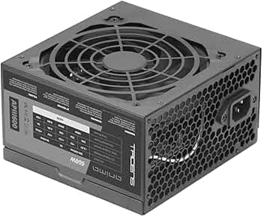 Tacens Anima APIII600, Alimentation PC ATX 600W, Technologie SMD 85% Bronze 12V, Ventilateur 12cm Ultra-Silencieux, Noir