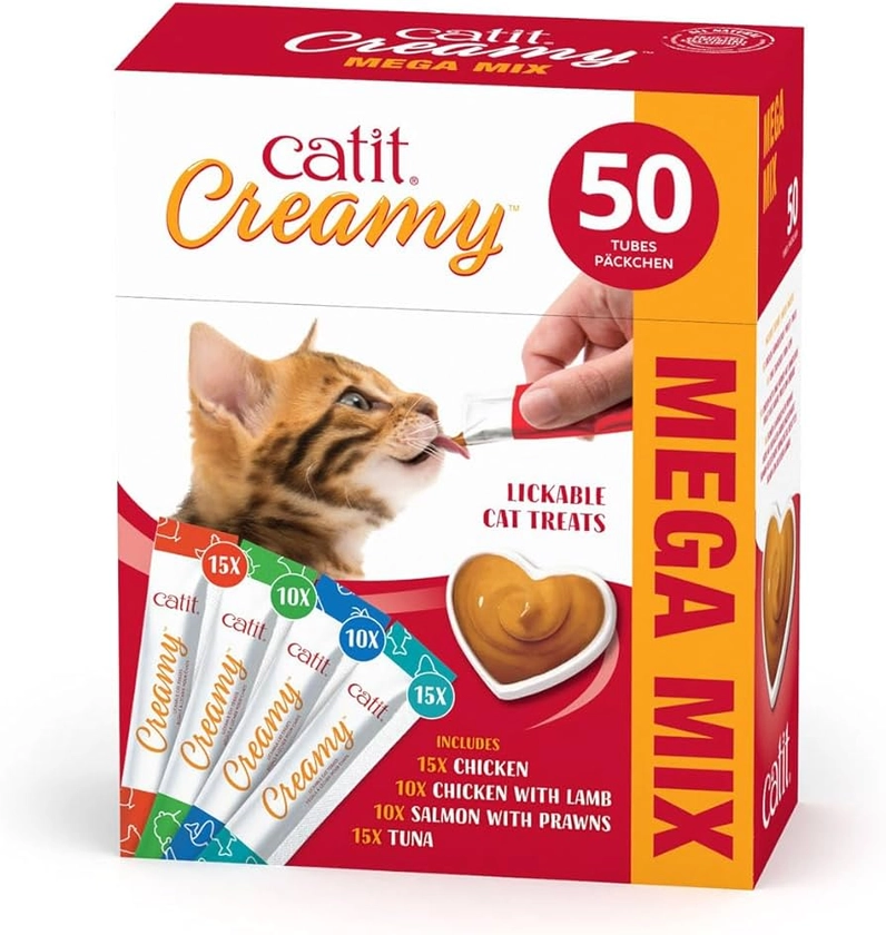 Catit Creamy Lickable Treats Variety Multipack 50 Pack : Amazon.co.uk: Pet Supplies