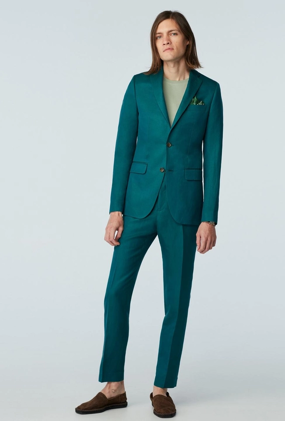 Custom Suits Made For You - Kentford Linen Silk Teal Suit | INDOCHINO