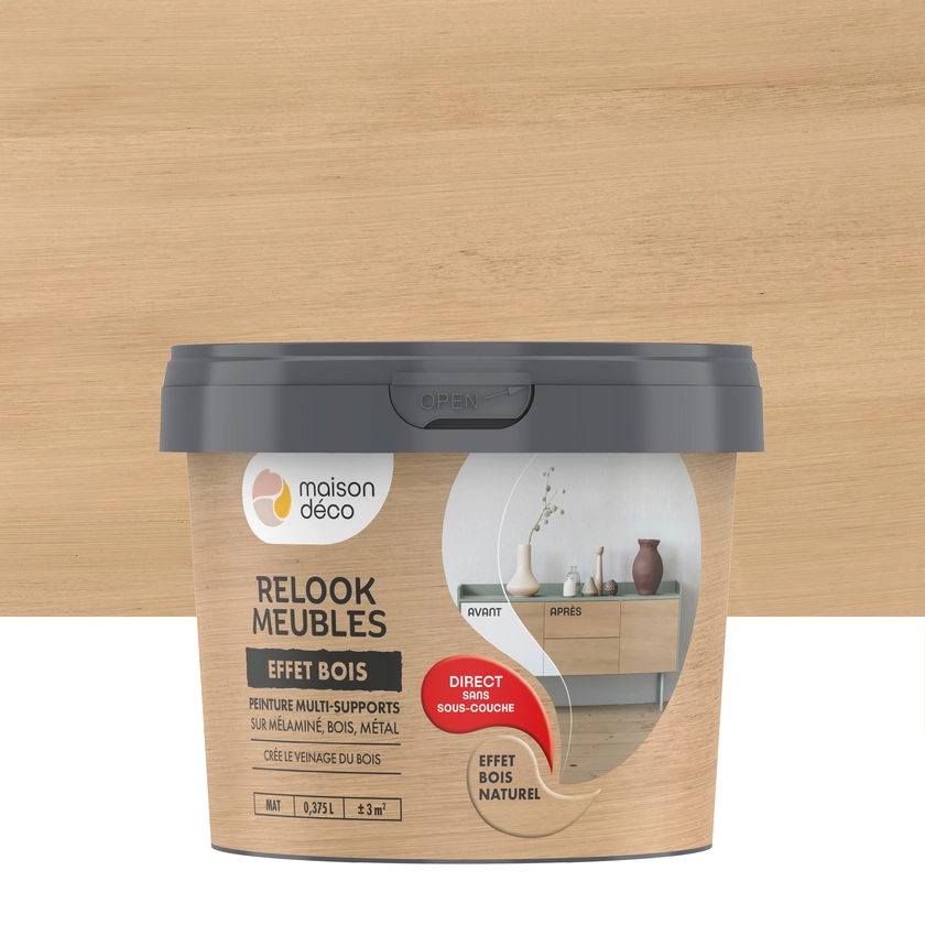 Peinture Relook MEUBLE MAISON DECO effet bois naturel mat 375 ml