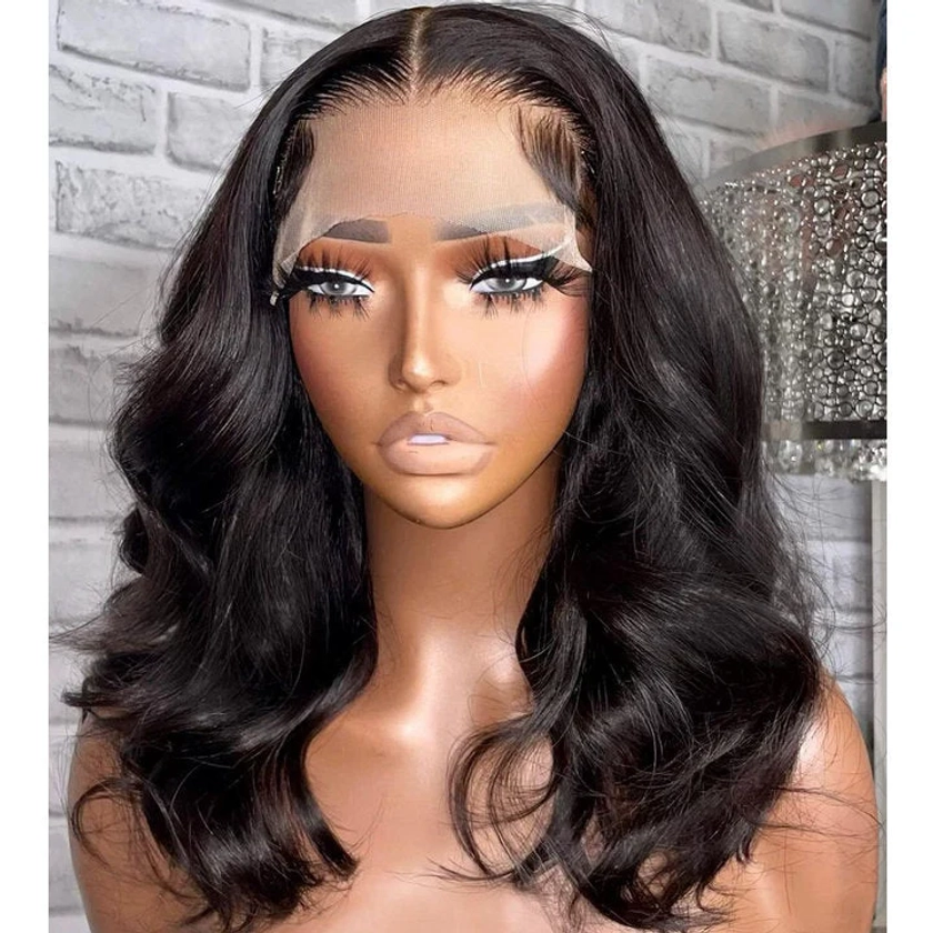 Geetahair Upgrade HD Lace Body Wave Shoulder Length Bob Wig Natural Hairline Match All Skin Color Human Hair Bob Wigs