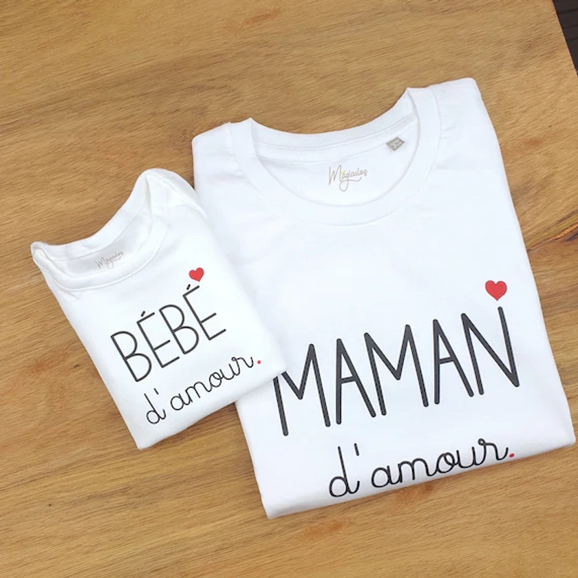 T-shirt assorti / T-shirt famille / T-shirt famille d&#39;amour / T shirt maman d&#39;amour / T shirt papa d&#39;amour / Tshirt bébé d&#39;amour