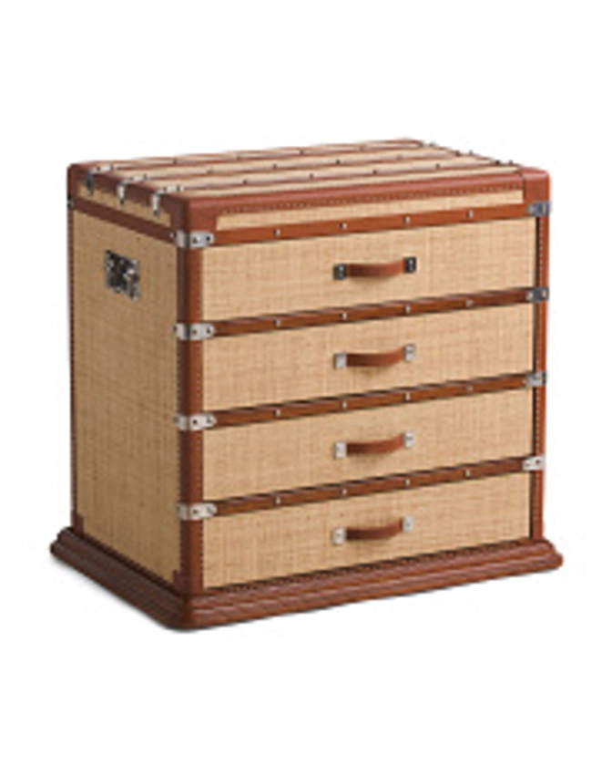 27in Leather Raffia Chairing Trunk Table | Home | T.J.Maxx