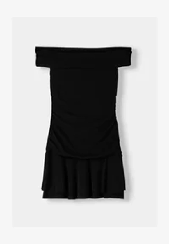 RUFFLED BARDOT NECKLINE  - Robe fourreau - black denim