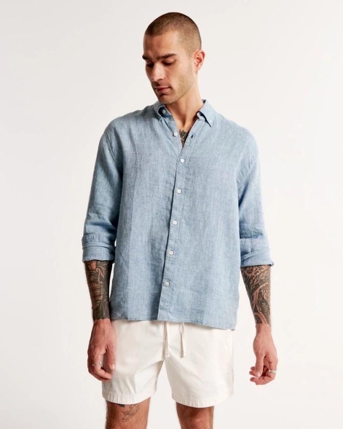 Men's Linen Button-Up Shirt | Men's Tops | Abercrombie.com