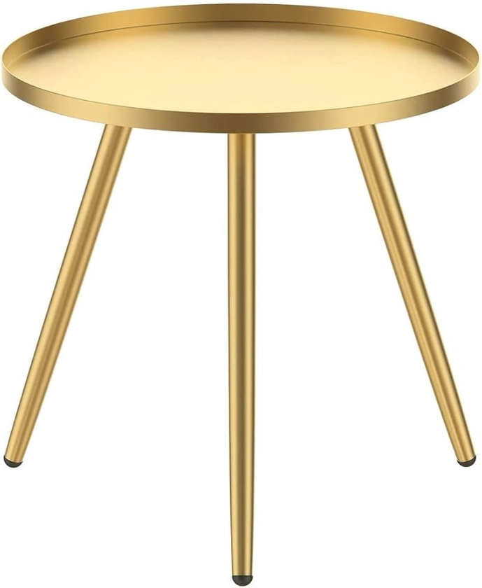 H HOMEWINS Table d'appoint Ronde Bouts de Canapé Moderne Table de Chevet Table Basse pour Salon Chambre 46 x 50 cm Doré