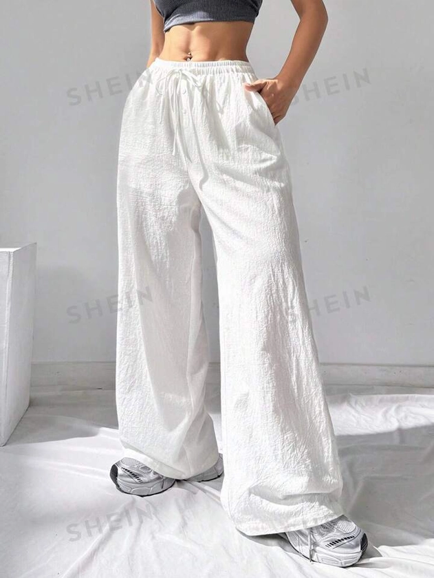 SHEIN EZwear Women's White Woven Pants