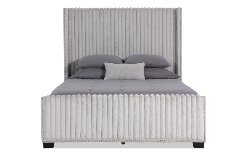 Sofia Queen Gray Upholstered Panel Bed